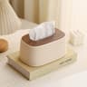 Auto Lift Spring Tissue Dispenser With Wooden Lid Stylish Cream Tissue Box Cover For Home Decor 8