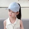 Kids Ponytail Baseball Cap Bow Embroidered Sun Hat for Outdoor Play