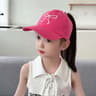 Kids Ponytail Baseball Cap Bow Embroidered Sun Hat for Outdoor Play