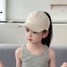 Kids Ponytail Baseball Cap Bow Embroidered Sun Hat for Outdoor Play