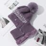 Womens Plush Lined Winter Balaclava Hat With Pom Pom Face Cover And Neck Warmer 7