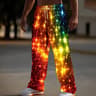 Mens Christmas Light Glitter Pants with Drawstring Waist and Wide Legs