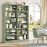 White Double Wide 6 Tier Wood Bookcase With Open Shelves And Scratch Resistant Finish 9