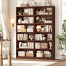 White Double Wide 6 Tier Wood Bookcase With Open Shelves And Scratch Resistant Finish 10