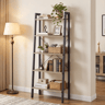 5 Tier Ladder Bookcase With Steel Frame And Wood Shelves Black 4