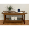 Solid Bamboo Spa Style Storage Bench With Slatted Shelf And Contoured Seat 9