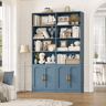Modern Wood Storage Bookcase With 8 Open Shelves And 4 Doors 13