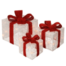 3 Piece Pre Lit White Gift Box Christmas Decorations With 35 LED Lights 6