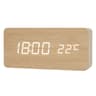 Wooden LED Alarm Clock With Voice Control Digital Desk Clock For Bedroom Office Home Decor 0