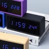 Bamboo Wooden LED Alarm Clock With Temperature Display Mirror Digital Desk Clock For Betal Table Ho 3