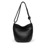 Vintage Handmade Woven Bucket Bag Large Capacity Underarm Shoulder Handbag 0