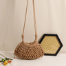 Pearl Egg Crossbody Woven Bag Elegant Wristlet For Beach Vacation 0