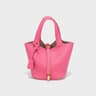 Women Lychee Pattern Bucket Bag Light Luxury Shoulder Handbag 1