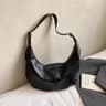 Vintage PU Leather Half Moon Shoulder Bag For Women 1