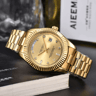 Luxury Mens Quartz Watch Waterproof Stainless Steel Diamond Dial Wristwatch 6
