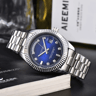 Luxury Mens Quartz Watch Waterproof Stainless Steel Diamond Dial Wristwatch 4