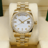 Gold Mens Automatic Watch Green Dial Day Date Diamond Style Stainless Steel 4