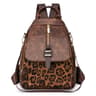 Leopard PU Leather Backpack For Women Retro Zip School Bag 2