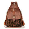 Leopard PU Leather Backpack For Women Retro Zip School Bag 1