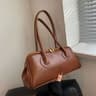 Boston Pillow Tote Women Leather Retro Bowling Bag Large Capacity Crossbody Handbag 3