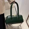 Boston Pillow Tote Women Leather Retro Bowling Bag Large Capacity Crossbody Handbag 1