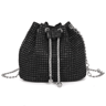 Shiny Rhinestone Pearl Chain Evening Bucket Bag 0