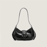 Women Black PU Shoulder Bag Stylish Arm Bag Wallet Handbag 0
