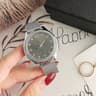 Women Crystal Accent Quartz Watch Stainless Steel Band Elegant Analog Wristwatch 3