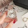 Women Crystal Accent Quartz Watch Stainless Steel Band Elegant Analog Wristwatch 2