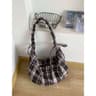 Vintage Plaid Womens Shoulder Bag With Pleated Design And Drawstring Closure 2