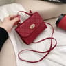 Women Mini Square Handbag With Diamond Grid Lock Detail And Crossbody Style 0