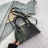 Mini Shell Crossbody Handbag With Embossed Lettering And Patent Leather Finish 1