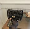 Tweed Shoulder Bag For Women With Quilted Plaid Design And Chain Strap 0