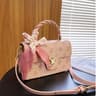 Womens Pink Faux Leather Crossbody Shoulder Bag With Camellia Flap 2
