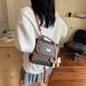 Womens Printed Backpack With Handheld Design In Black Yellow And Brown 2