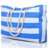 Striped Canvas Beach Bag With Zipper And Foldable Design 1