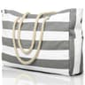 Striped Canvas Beach Bag With Zipper And Foldable Design 2