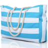 Striped Canvas Beach Bag With Zipper And Foldable Design 7