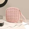 Portable Quilted Mini Cosmetic Bag With Aluminum Frame And Zipper Closure 1