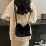 Women Plush Bucket Bag Fashionable Fall And Winter Messenger Handbag 2