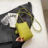 Women Mini Crossbody Bag In Lime Green Faux Leather With Adjustable Strap 1