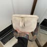 PU Leather Waist Bag With Wide Strap Solid Color Hobo Crossbody Purse 0