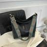 Womens Vintage PU Leather Bucket Crossbody Bag With Wide Shoulder Strap 0