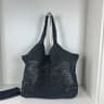 Large Raffia Straw Shoulder Tote Bag For Women With Metal Letter Accent 1