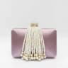 Women Satin Evening Clutch Bag With Pearl Tassels And Rhinestone Buckle 1