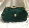 Vintage Velvet Evening Clutch Bag With Pearl Kiss Lock Closure 2