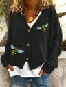 Animal Print Knitted Cardigan Sweater With VNeck For Fall And Winter 1