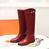 Women Genuine Leather KneeHigh Riding Boots With Low Heel And Metal Buckle 3
