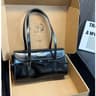 Womens Glossy Leather Baguette Shoulder Bag With Bow Detail And Top Handles 1