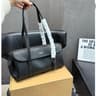 Womens Glossy Leather Baguette Shoulder Bag With Bow Detail And Top Handles 4